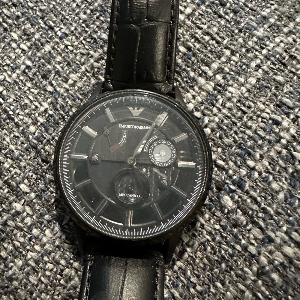 EMPORIO ARMANI MEN'S AUTOMATIC MECCANICO BLACK CROC LEATHER STRAP WATCH AR4661